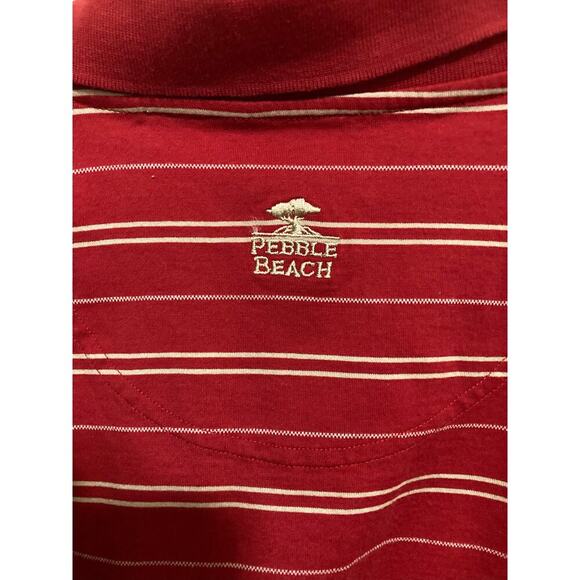 Pebble Beach 2 ply cotton short, sleeved polo golf shirt, red striped size X-LAR - Picture 5 of 6